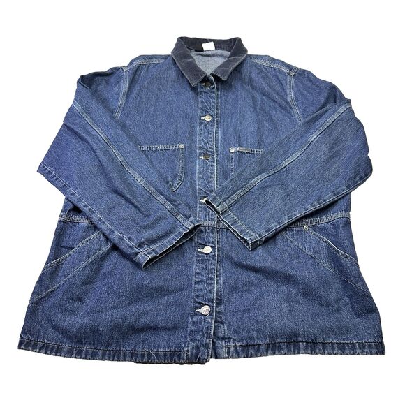 Vintage Lee Riveted Denim Chore Jacket XL Tall – Corduroy Collar Workwear - Picture 1 of 8
